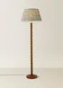 ValueLights Bobble Walnut Floor Lamp with Floral Pleated Shade - One Size Image 3