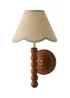 ValueLights Bobble Walnut Wall Light with Green Trim Scallop Shade - One Size Image 3