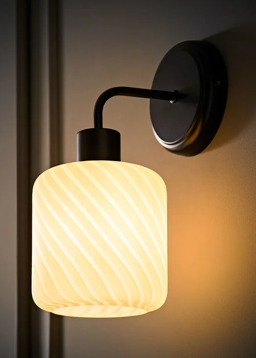 ValueLights Emery Frosted Swirl Matte Black Wall Light - One Size Image 2