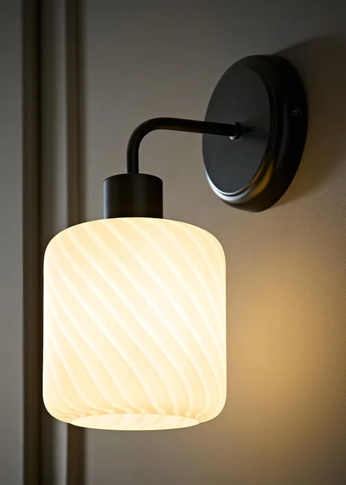 ValueLights Emery Frosted Swirl Matte Black Wall Light - One Size Image 1