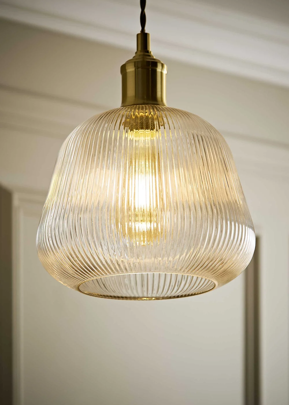 ValueLights Delora Ribbed Glass Bell Pendant Shade - One Size Image 1
