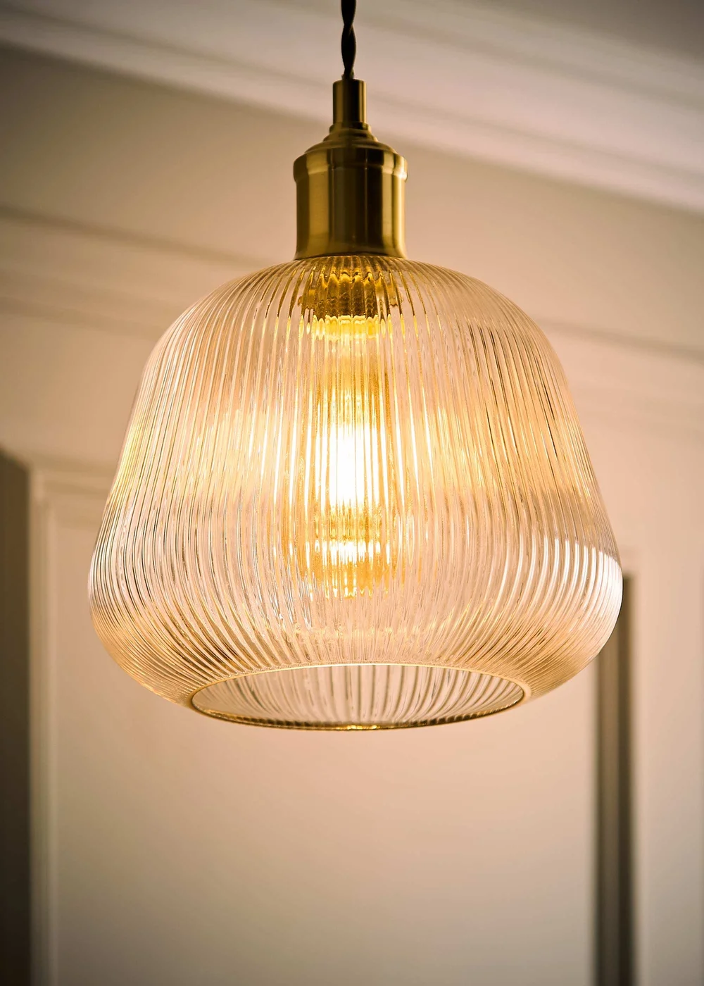 ValueLights Delora Ribbed Glass Bell Pendant Shade - One Size Image 2