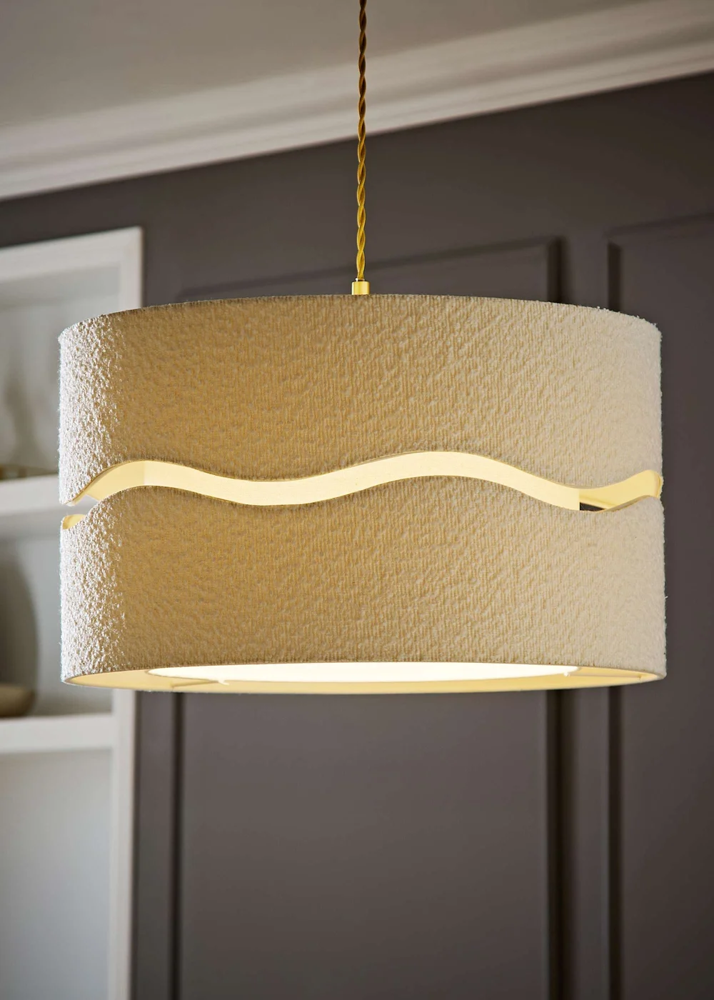 ValueLights Livie Extra Large Wave Boucle Shade (50cm) - One Size Image 1