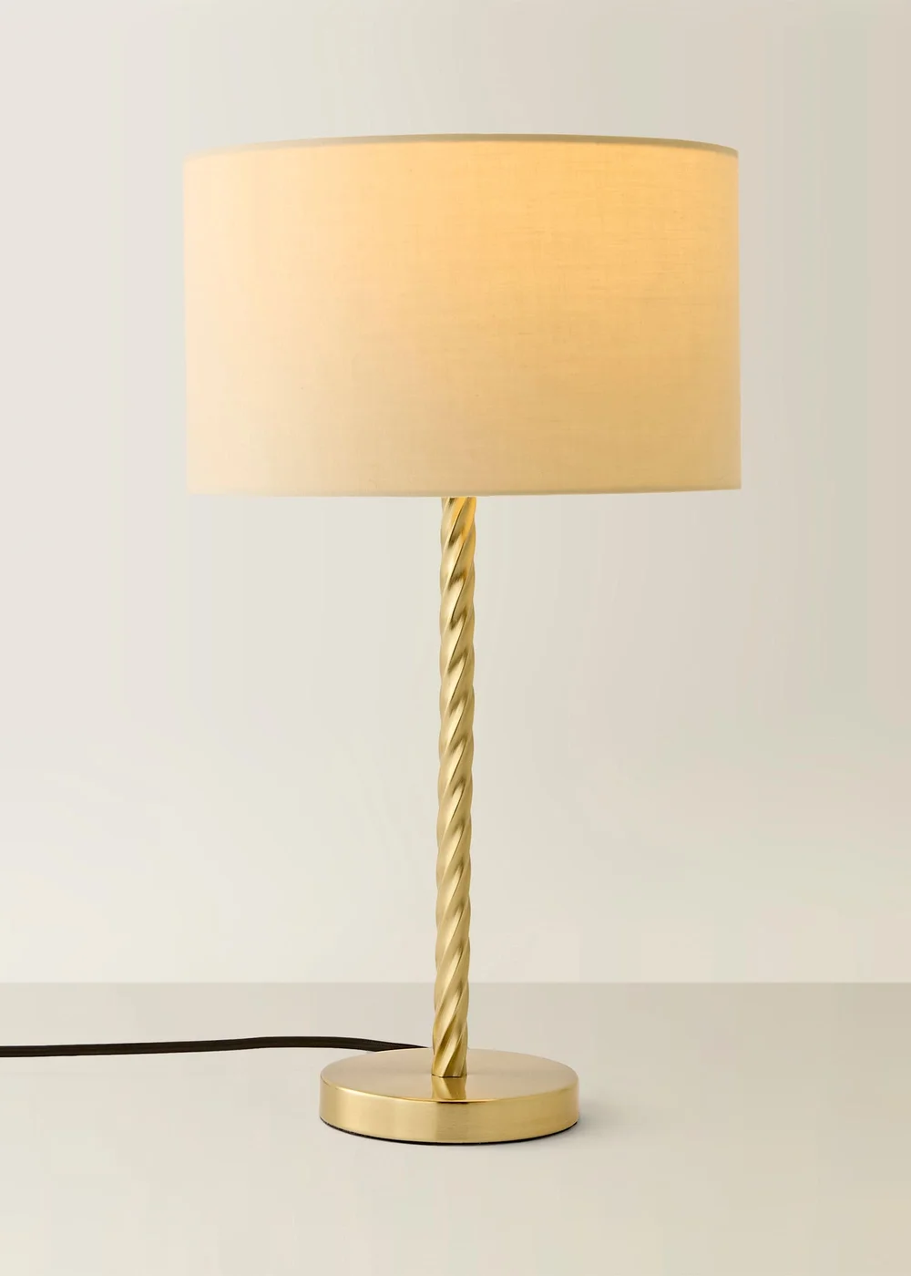 ValueLights Maura Twist Brushed Gold Table Lamp with Natural Shade - One Size Image 3