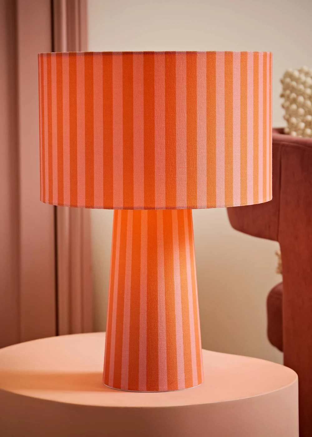 ValueLights Thorley Orange Stripe Table Lamp - One Size Image 1