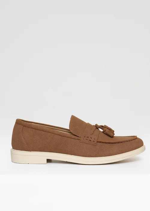 Threadbare Taupe Faux Suede Tassel Loafers - 7 Image 1
