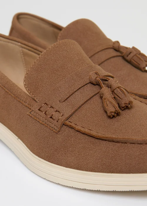Threadbare Taupe Faux Suede Tassel Loafers - 7 Image 4