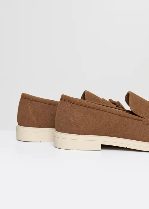 Threadbare Taupe Faux Suede Tassel Loafers - 7 Image 2