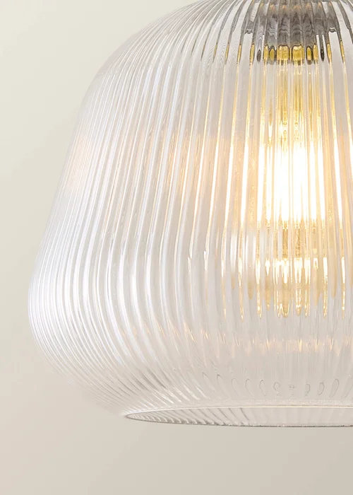 ValueLights Delora Brushed Chrome Ribbed Glass Ceiling Light - One Size Image 6