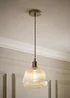 ValueLights Delora Brushed Chrome Ribbed Glass Ceiling Light - One Size Image 1
