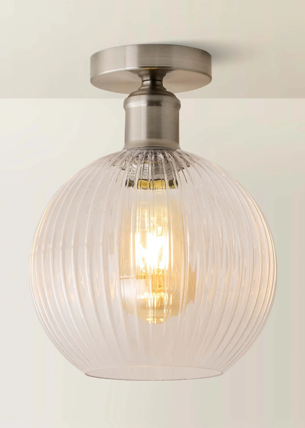 ValueLights Maddison Brushed Chrome Flush Ceiling Light - One Size Image 3