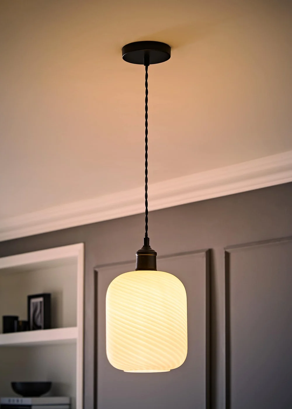 ValueLights Emery Frosted Swirl Matte Black Ceiling Light - One Size Image 2