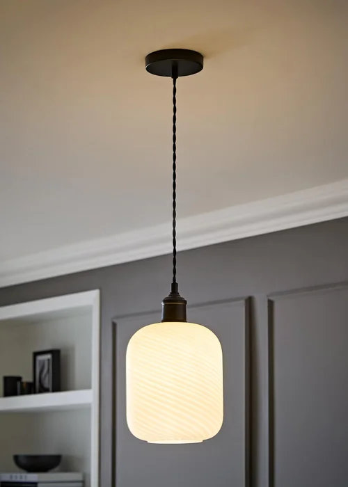 ValueLights Emery Frosted Swirl Matte Black Ceiling Light - One Size Image 1