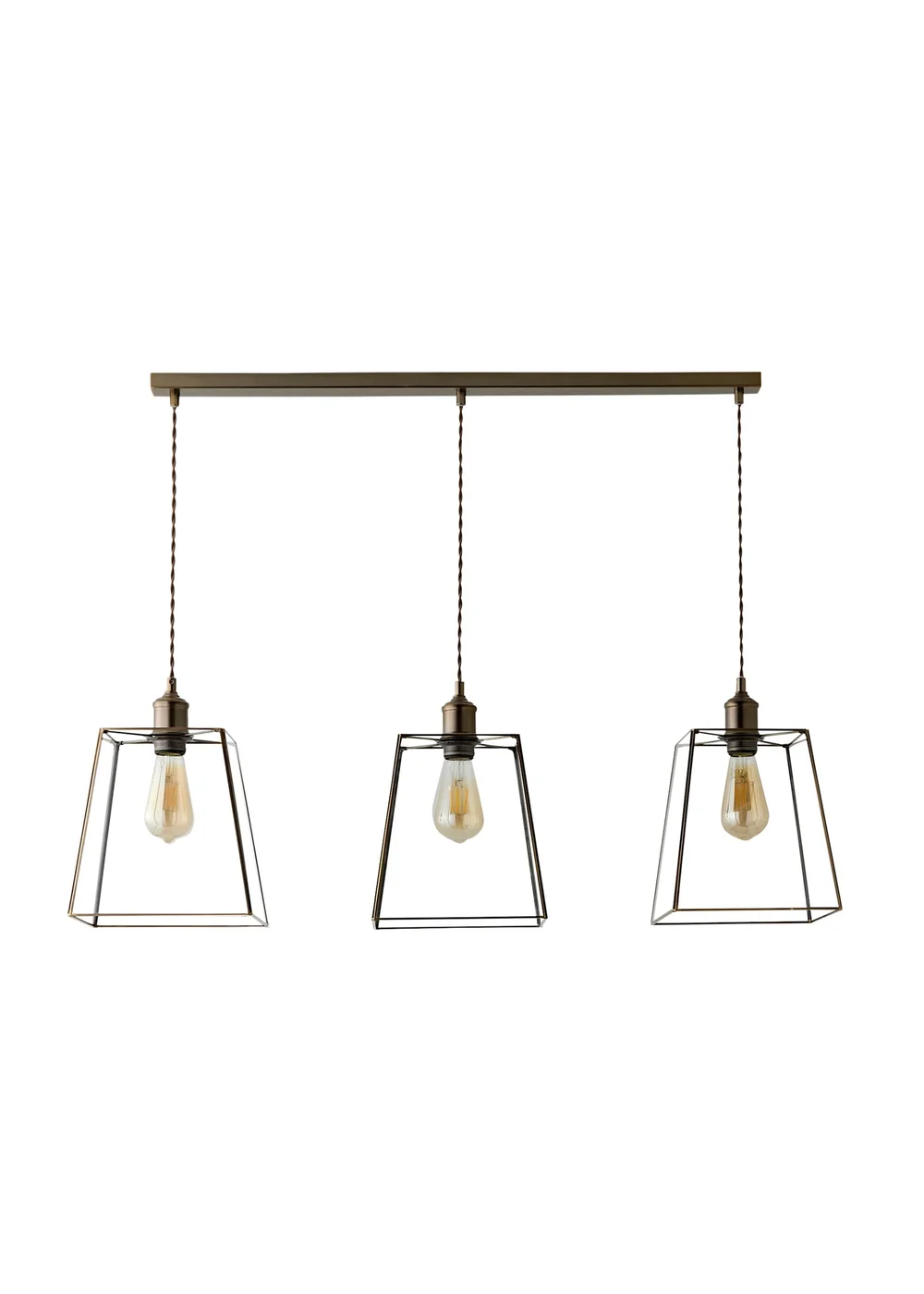 ValueLights Susie Antique Brass 3 Drop Diner Ceiling Light - One Size Image 5