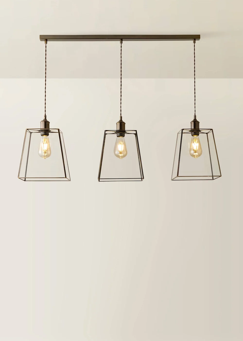 ValueLights Susie Antique Brass 3 Drop Diner Ceiling Light - One Size Image 3