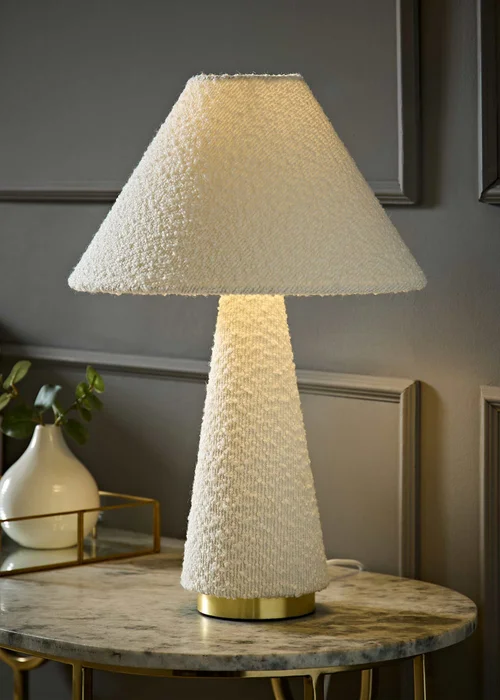 ValueLights Martha Cream Boucle Table Lamp - One Size Image 1