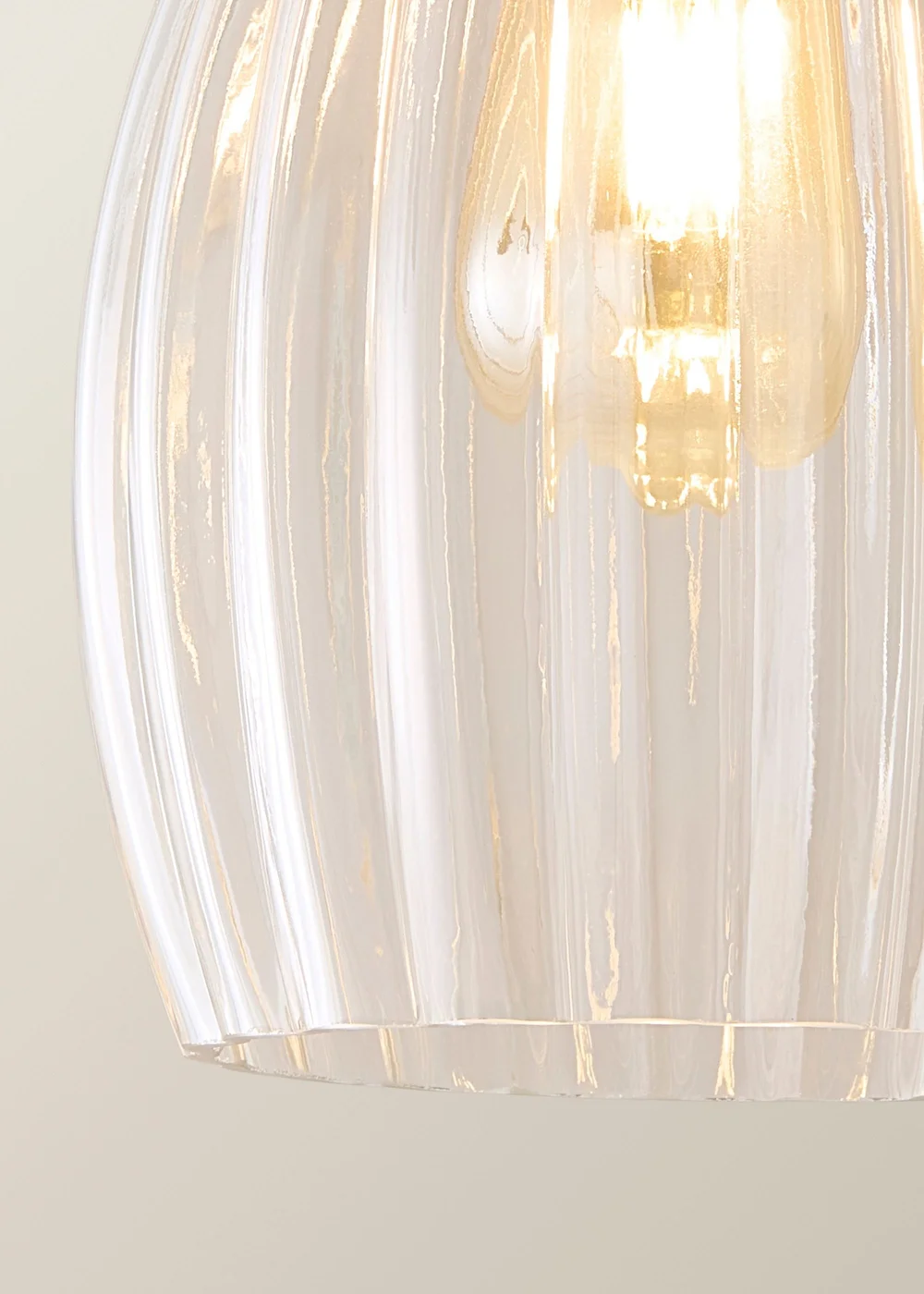 ValueLights Cheltenham Ribbed Glass Brushed Brass 3 Drop Diner Ceiling Light - One Size Image 6
