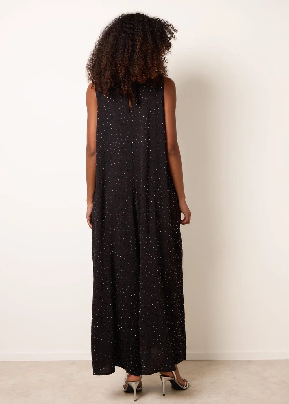 Blue Vanilla Black Pleat Front Diamante Jumpsuit - S/M Image 4