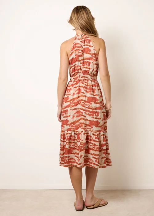 Blue Vanilla Red Blurred Tiered Halter Neck Midi Dress - XL Image 5