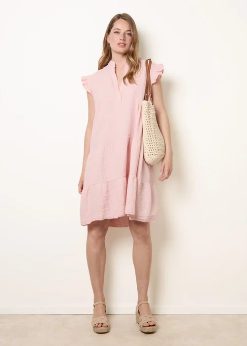 Blue Vanilla Pink Cheesecloth Frill Sleeve Tunic - S/M Image 2