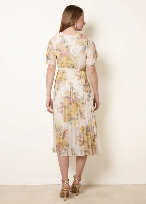 Blue Vanilla White Crossover Pleated Print Dress - S Image 4