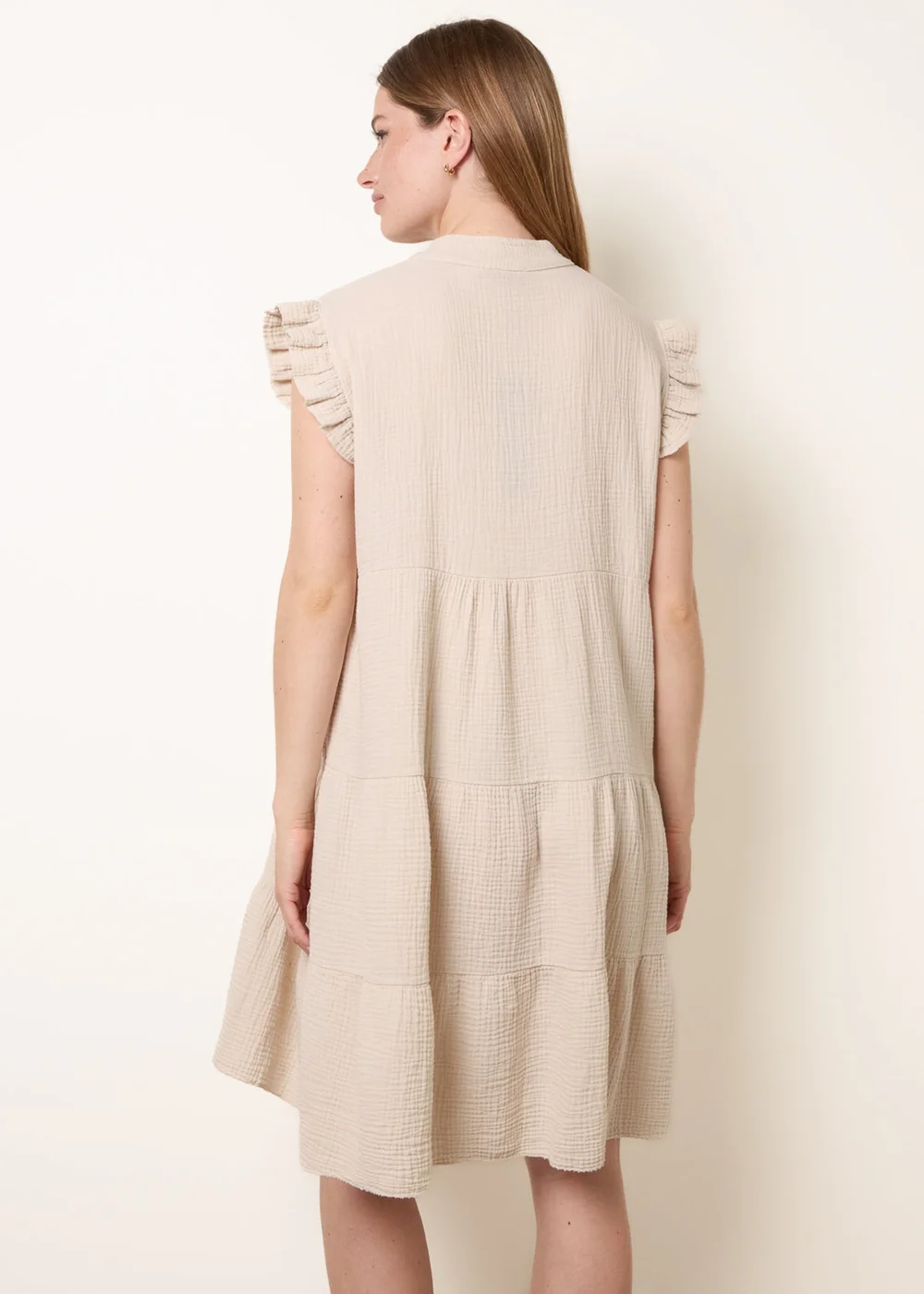Blue Vanilla Stone Cheesecloth Frill Sleeve Tunic - S/M Image 4