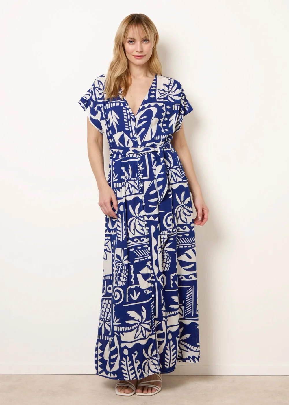 Blue Vanilla Blue Tropical Block Print Dress - L Image 3