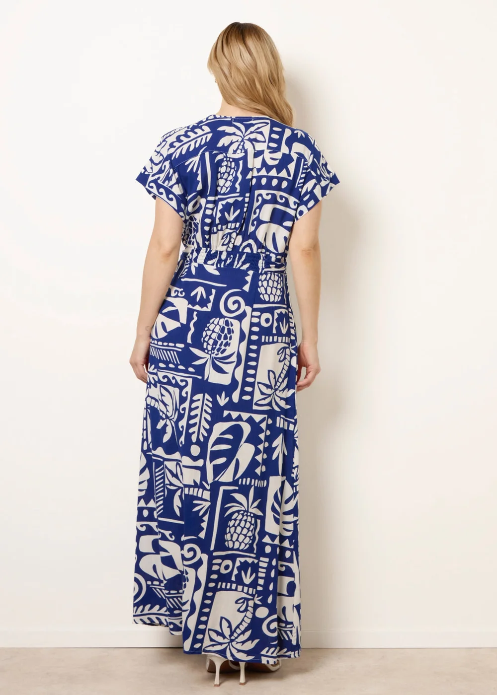 Blue Vanilla Blue Tropical Block Print Dress - L Image 4