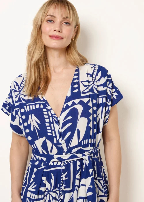 Blue Vanilla Blue Tropical Block Print Dress - L Image 2