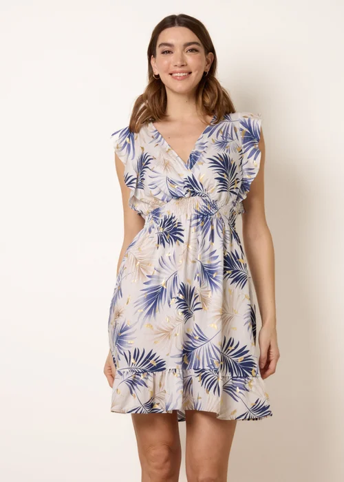 Blue Vanilla Navy Tropical Dress With Leaf Print - XL Image 2