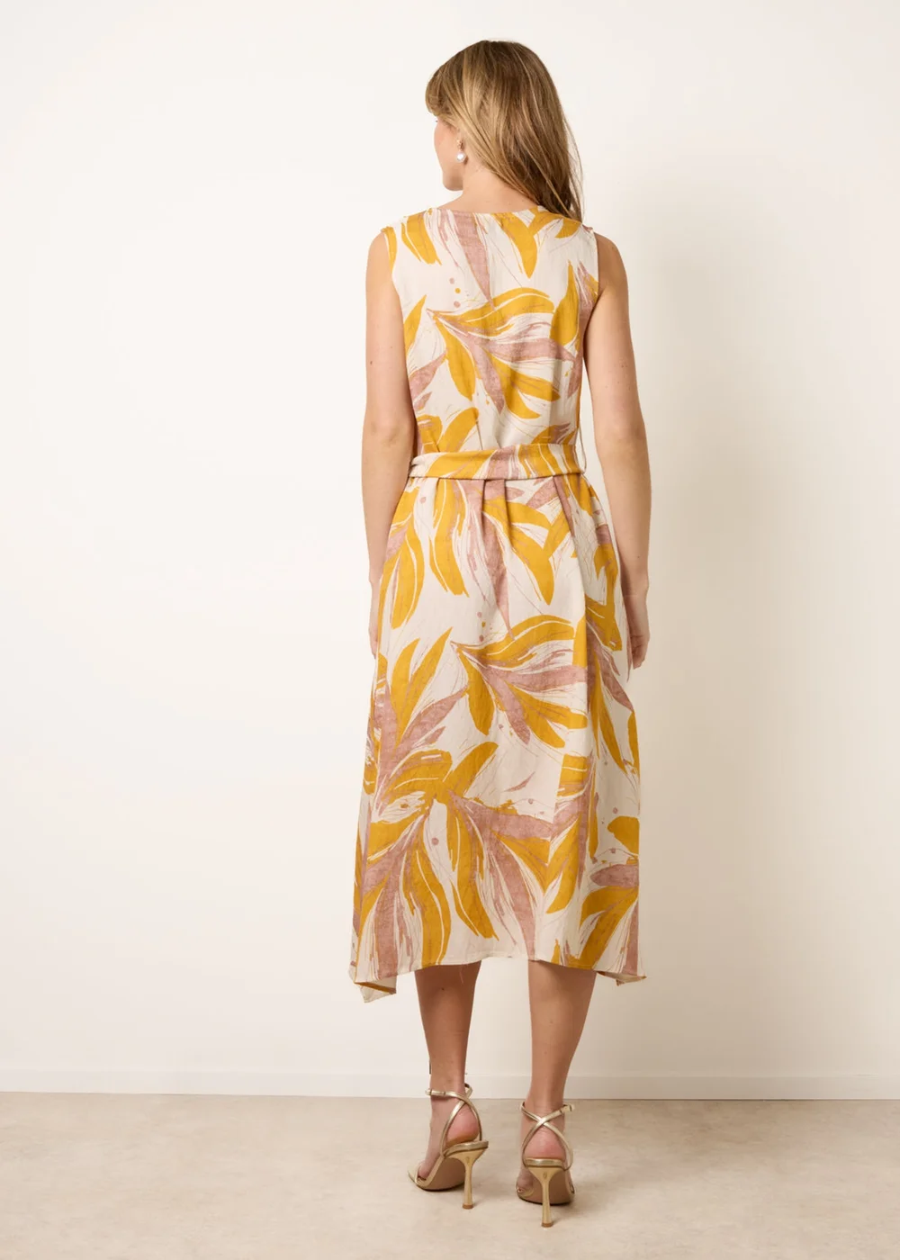 Blue Vanilla Yellow Leaf Print Dress - S/M Image 5