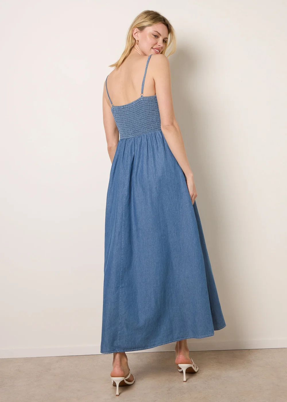 Blue Vanilla Blue Floral Embroidery Adjustable Strap Maxi Dress - S Image 4