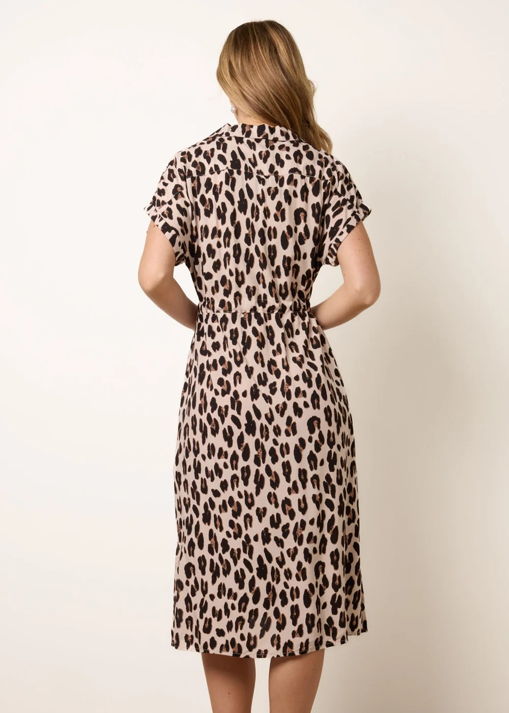 Blue Vanilla Brown Animal Drawstring Waist Shirt Dress - M/L Image 4