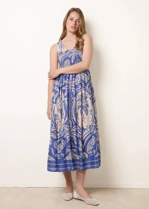 Blue Vanilla Blue Sleeveless Shirred Dress - S/M Image 2