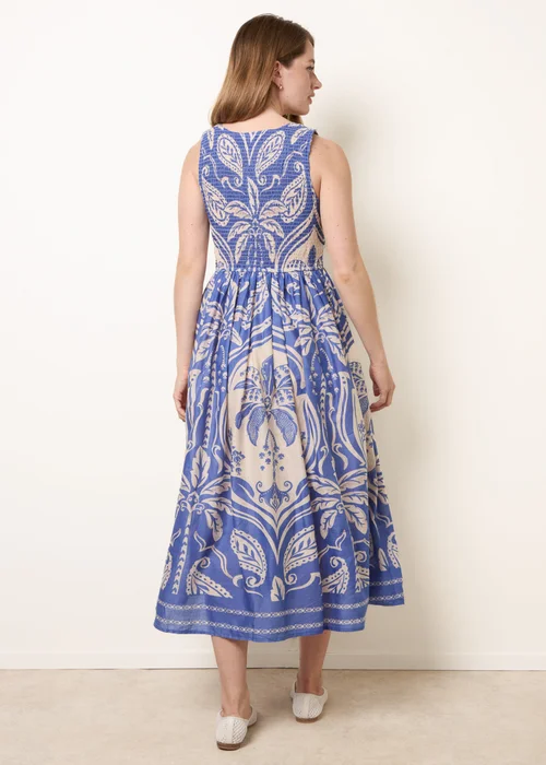 Blue Vanilla Blue Sleeveless Shirred Dress - S/M Image 4