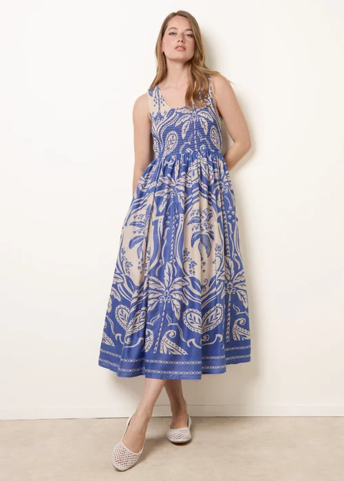Blue Vanilla Blue Sleeveless Shirred Dress - S/M Image 1