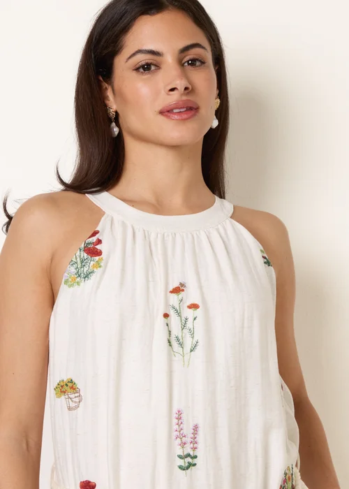 Blue Vanilla Stone Halter Neck Embroidered Dress - S Image 2