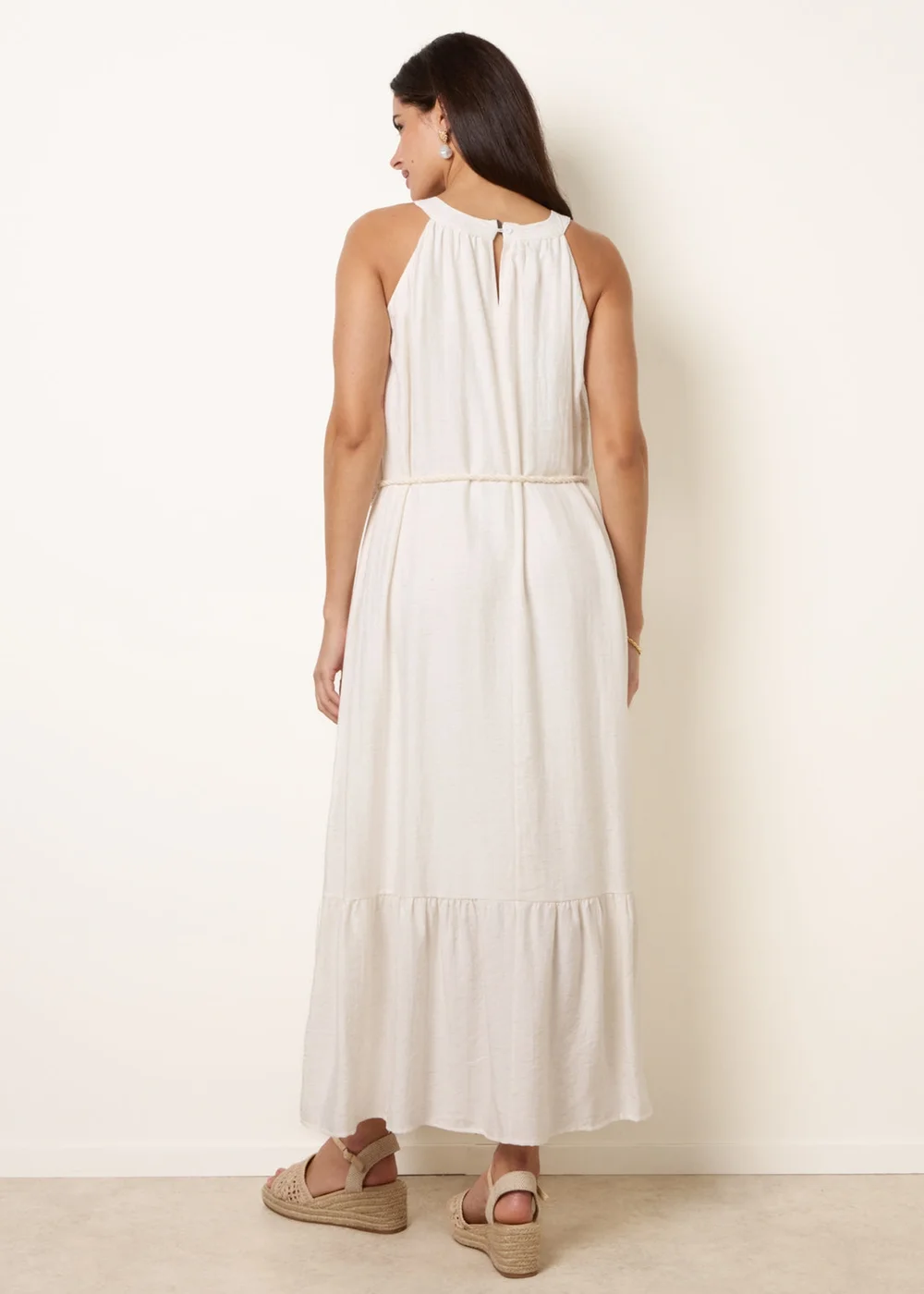 Blue Vanilla Stone Halter Neck Embroidered Dress - S Image 4