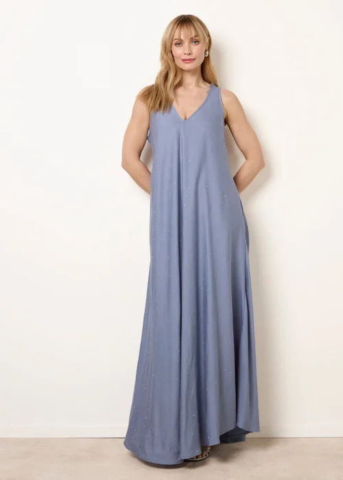 Blue Vanilla Blue Diamante V Neck Dress - S/M Image 1