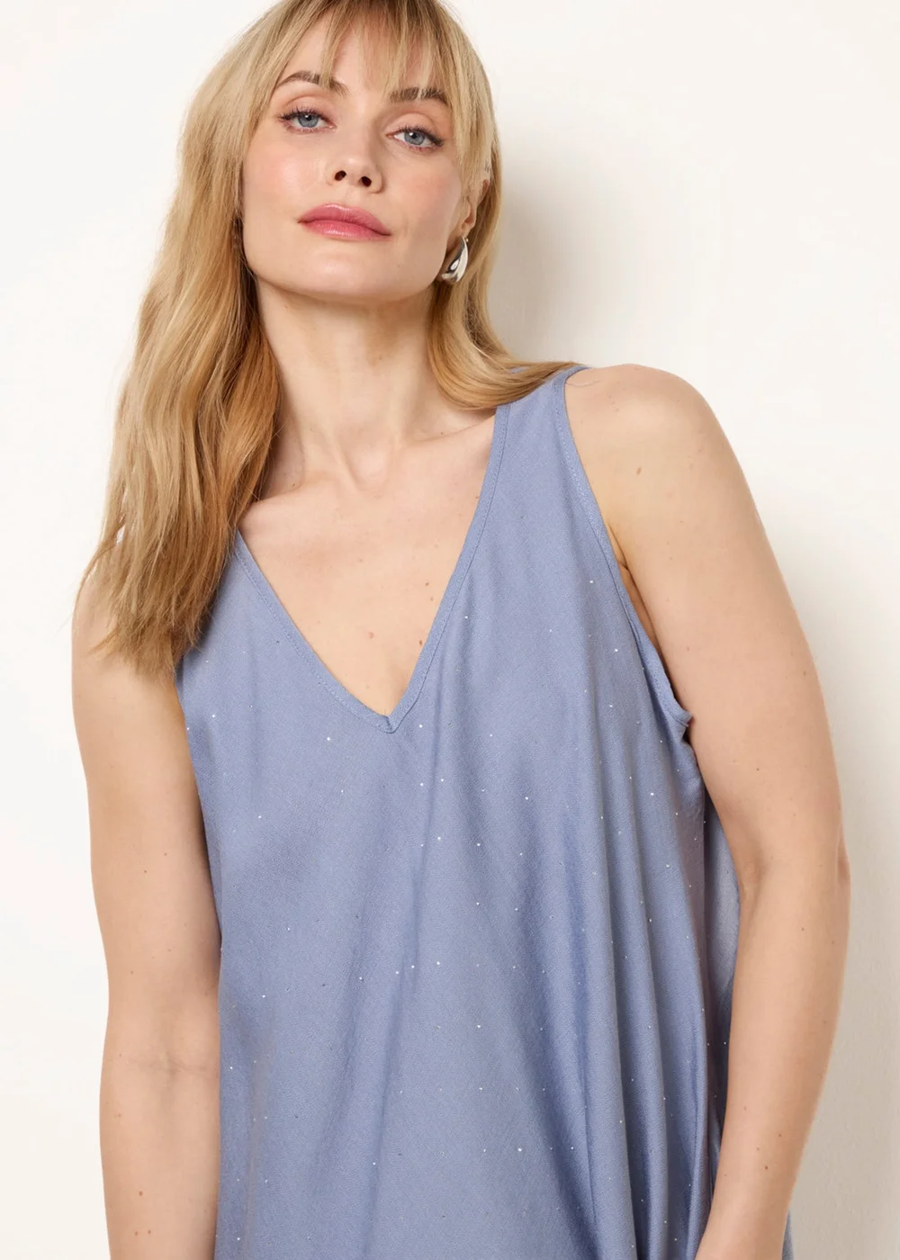 Blue Vanilla Blue Diamante V Neck Dress - S/M Image 2