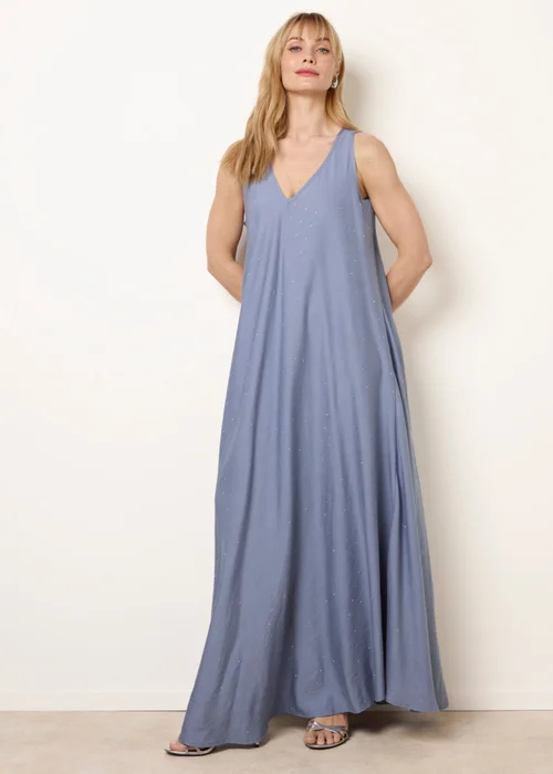 Blue Vanilla Blue Diamante V Neck Dress - S/M Image 3