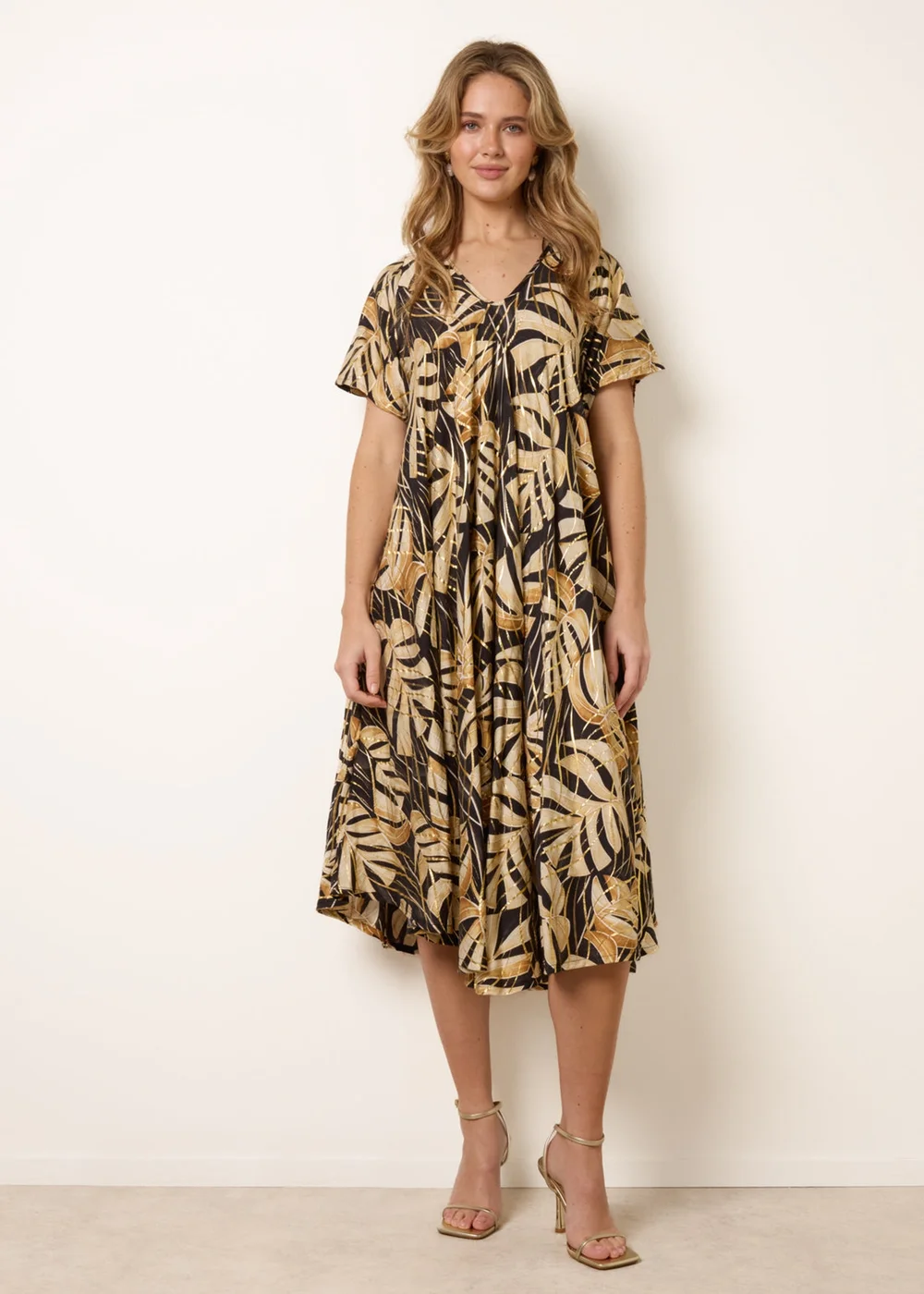 Blue Vanilla Black Topical Print Kimono Style Oversized Dress - One Size Image 3
