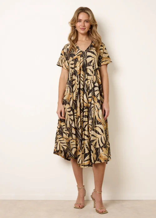 Blue Vanilla Black Topical Print Kimono Style Oversized Dress - One Size Image 3