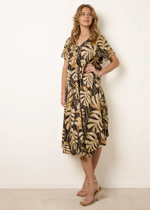Blue Vanilla Black Topical Print Kimono Style Oversized Dress - One Size Image 1