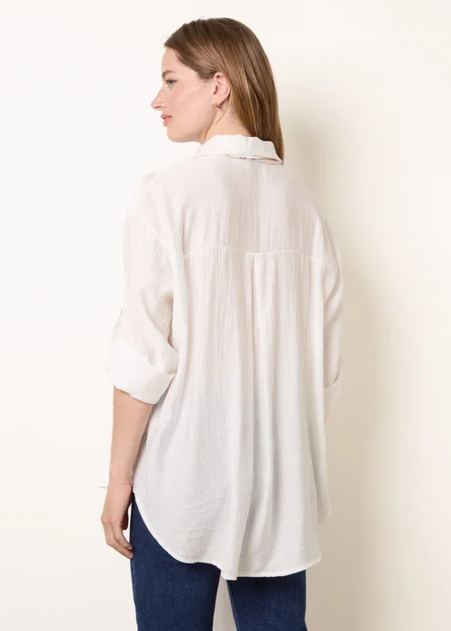 Blue Vanilla White Scarf Viscose Crinkle Shirt - One Size Image 4
