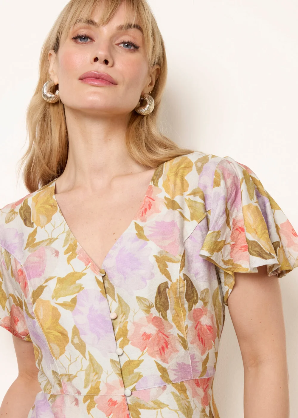 Blue Vanilla Multi Floral Peplum Top - S Image 3