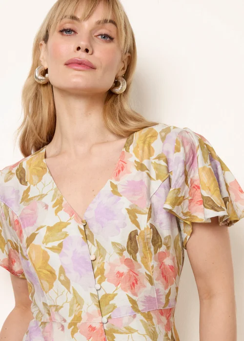Blue Vanilla Multi Floral Peplum Top - S Image 3