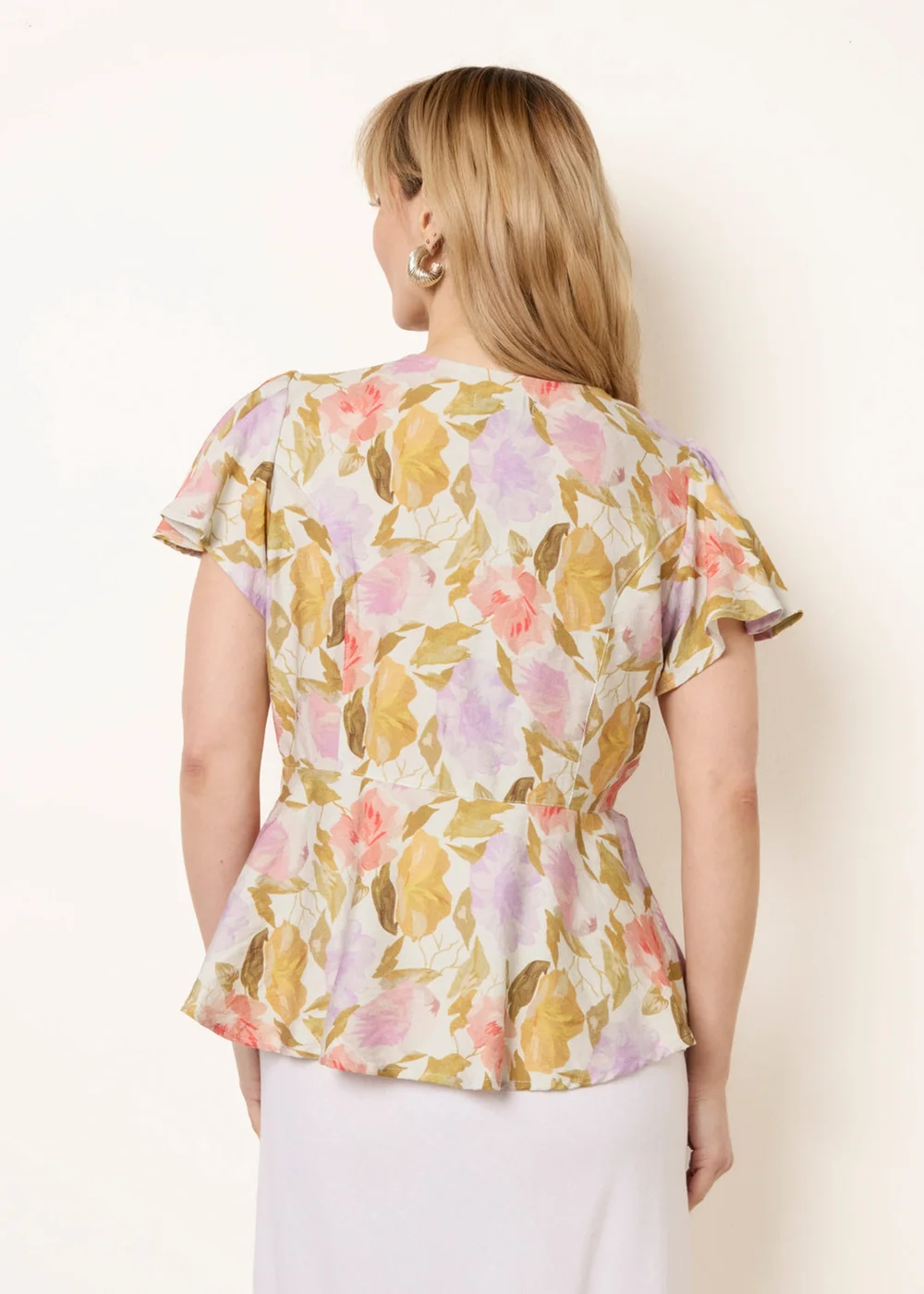 Blue Vanilla Multi Floral Peplum Top - S Image 4