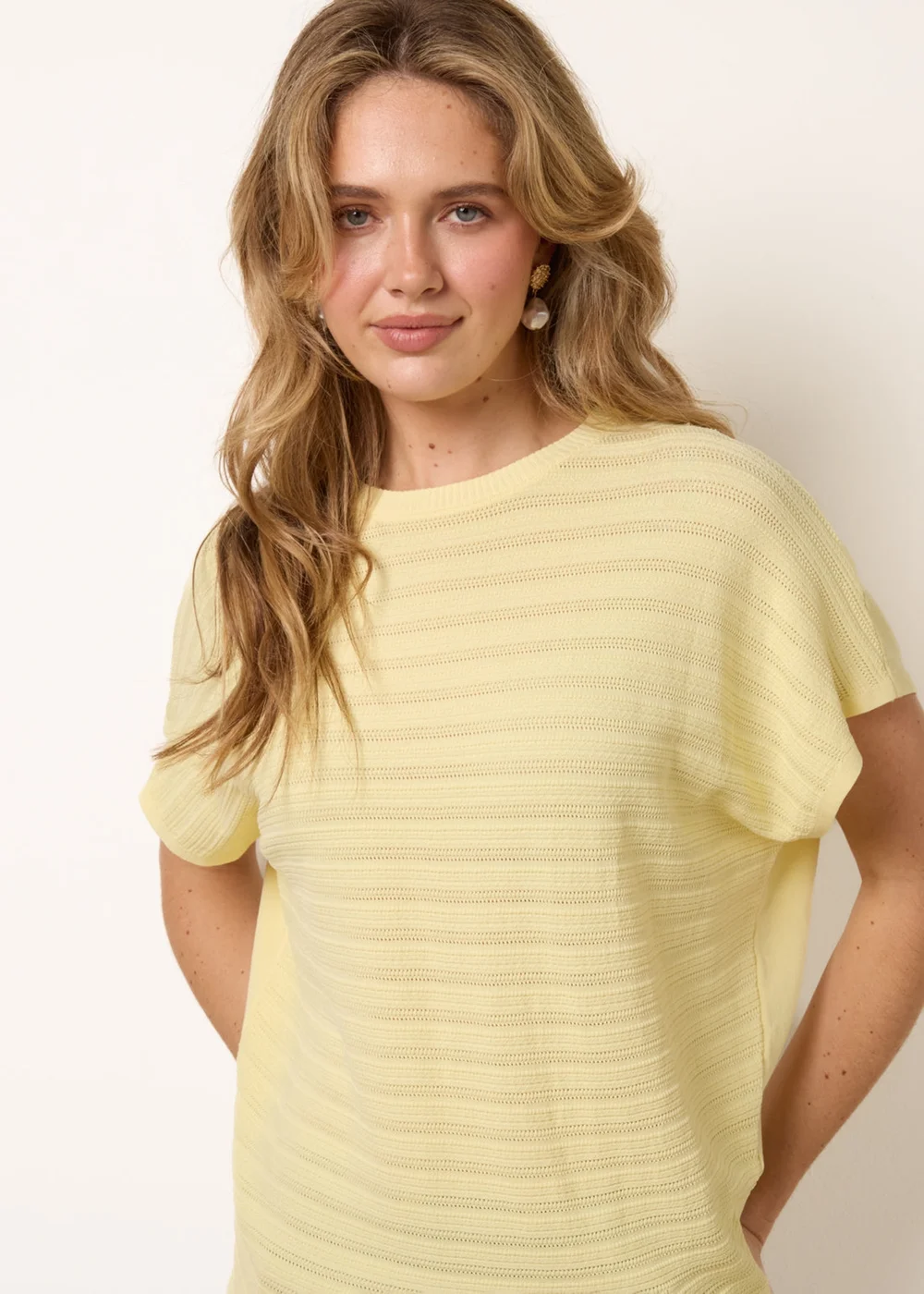 Blue Vanilla Yellow Textured Sleeveless Knit Top - S/M Image 3