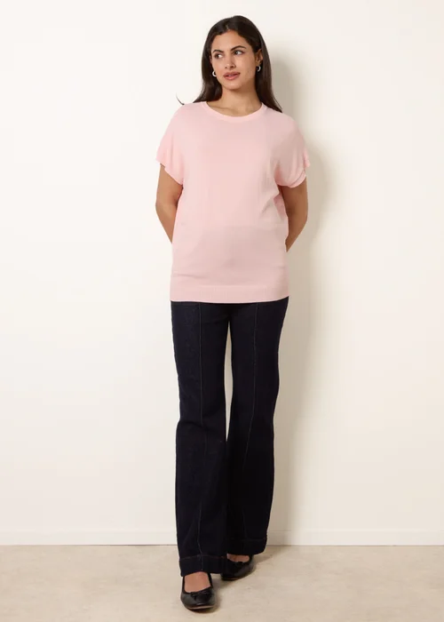 Blue Vanilla Pink Short Sleeve Texture Knit Top - S/M Image 2